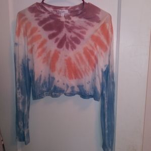 EUC Dreamsicle Cropped Long Sleeves Tie Dye Tee Jrs. M